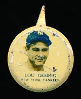 1938 Our National Game Pin- Lou Gehrig, Yankees