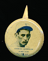 1938 Our National Game Pin- Charles Gehringer, Detroit Tigers