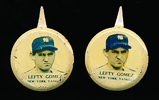 1938 Our National Game Pins- Lefty Gomez, New York Yankees- 2 Pins