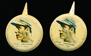 1938 Our National Game Pins- Hank Greenberg, Detroit Tigers- 2 Pins