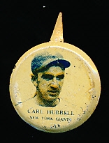 1938 Our National Game Pin- Carl Hubbell, NY Giants
