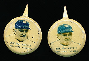 1938 Our National Game Pins- Joe McCarthy, NY Yankees- 2 Pins