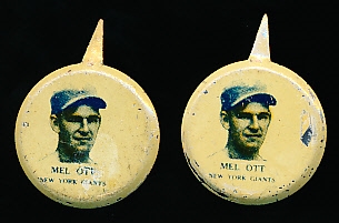 1938 Our National Game Pins- Mel Ott, New York Giants- 2 Pins