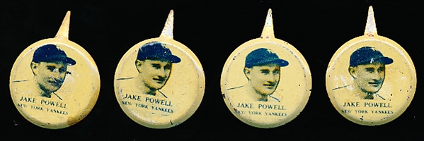 1938 Our National Game Pins- Jake Powell, New York Yankees- 4 Pins
