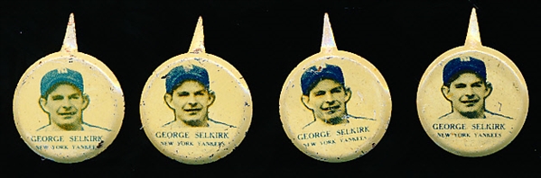 1938 Our National Game Pins- George Selkirk, Yankees- 4 Pins