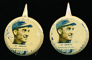 1938 Our National Game Pins- Al Simmons, Washington- 2 Pins
