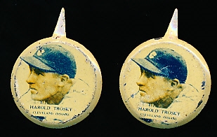 1938 Our National Game Pins- Hal Trosky, Indians- 2 Pins
