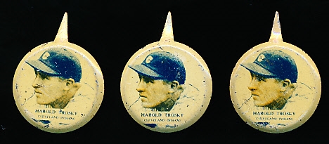1938 Our National Game Pins- Hal Trosky, Indians- 3 Pins