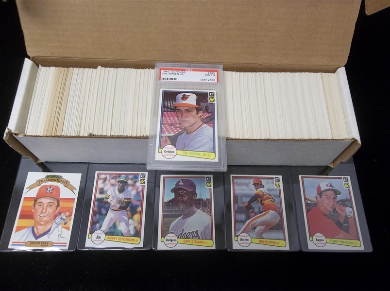 1982 Donruss Baseball Complete Set of 660 with Ripken Jr. RC PSA Graded MINT 9 