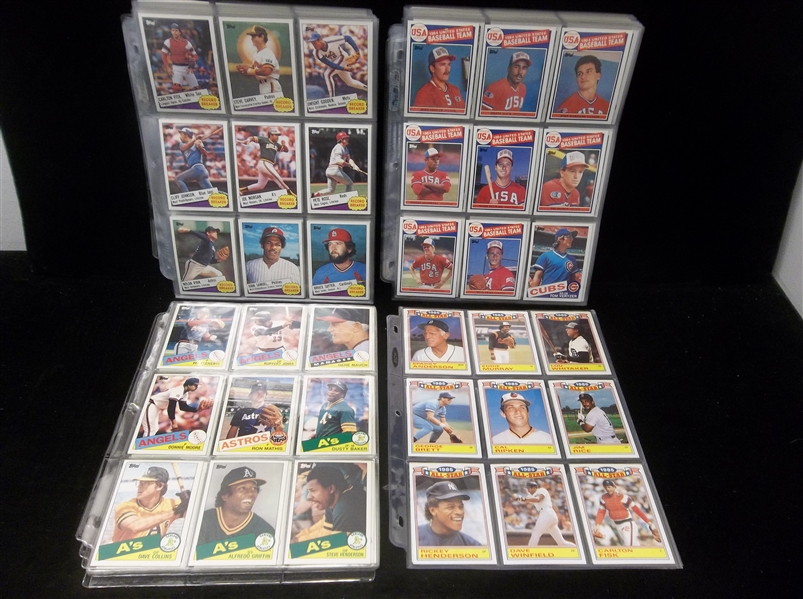 1985 Topps Baseball Complete Set of 792 with Traded Set of 132 in Pages