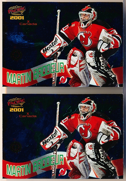 2000-01 Pacific Hockey- “North American Stars”- #7 Martin Brodeur, Devils- 2 Cards