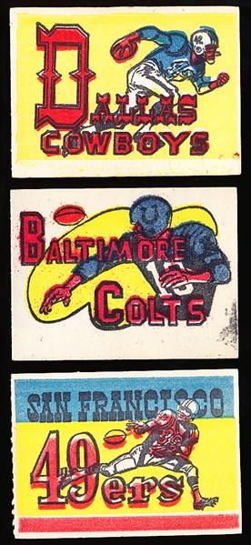 1961 Topps Ftbl. “Flocked Stickers”- 8 Asst., 6 Diff. NFL Teams