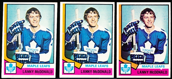 1974-75 Topps Hockey #168 Lanny McDonald RC- 3 Cards