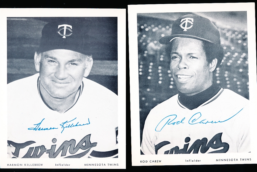 1970’s Minnesota Twins MLB 4” x 5 1/8” Team Issued B/W Photos with Facsimile Autographs- 3 Diff.