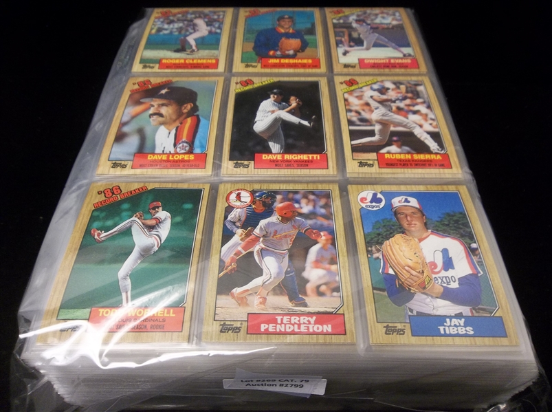 1987 Topps and Topps Traded Bsbl.- 1 Complete Set of Each in Pages + 8 Card Box Mini  Back of Box Set!