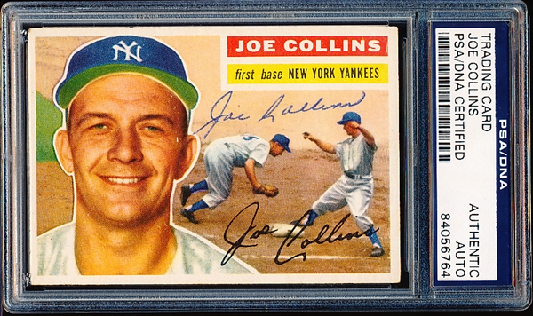 Autographed 1956 Topps Bsbl. #21 Joe Collins, Yankees- PSA/DNA Certified/Slabbed