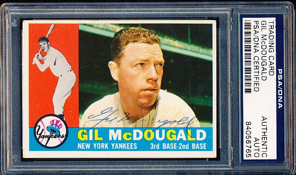 Autographed 1960 Topps Bsbl. #247 Gil McDougald, Yankees- PSA/DNA Certified/Slabbed