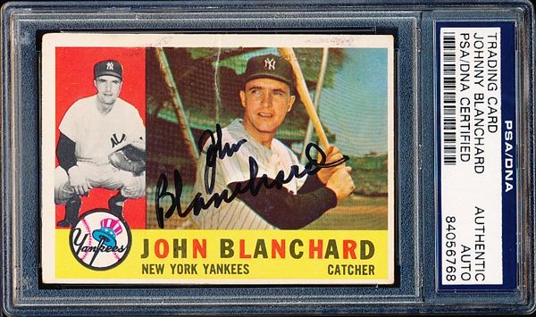 Autographed 1960 Topps Bsbl. #283 John Blanchard, Yankees- PSA/DNA Certified/Slabbed