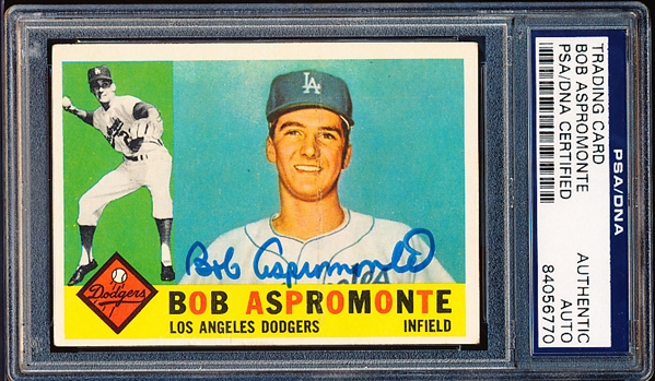 Autographed 1960 Topps Bsbl. #547 Bob Aspromonte, Dodgers- High #! PSA/DNA Certified/Slabbed