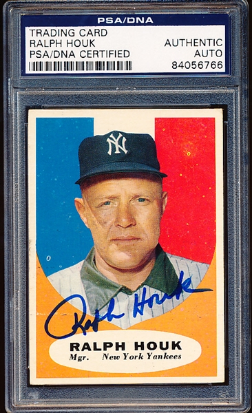 Autographed 1961 Topps Bsbl. #133 Ralph Houk Mgr., Yankees- PSA/DNA Certified/Slabbed