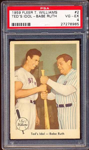 1959 Fleer Bb Ted Williams- 2 Babe Ruth/ Ted Williams- PSA Vg-Ex 4