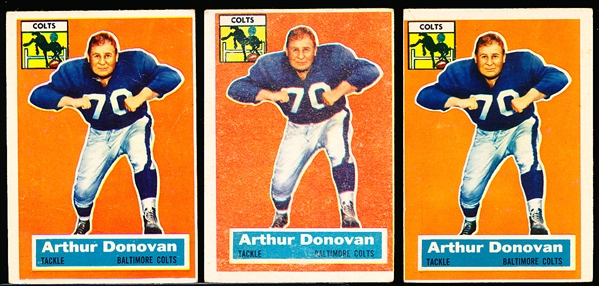 1956 Topps Fb- #36 Art Donovan, Colts- 3 Cards