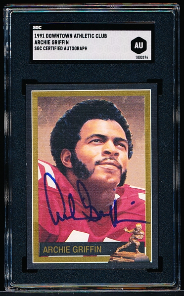 1991-93 Heisman Collection Ftbl. “Linen Autographs”- Archie Griffin- SGC Certified/ Slabbed