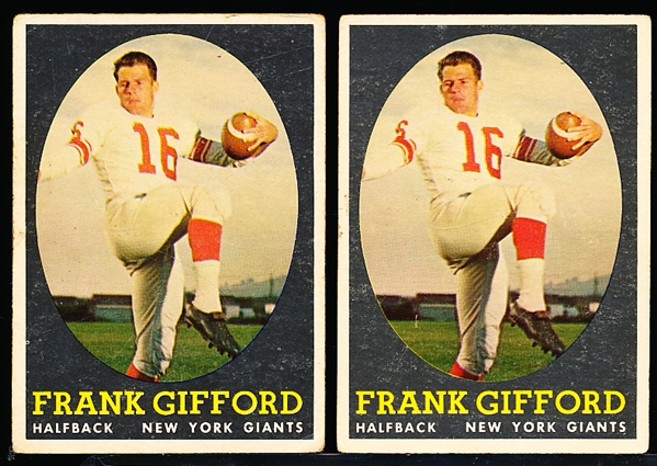 1958 Topps Fb- #73 Frank Gifford, Giants- 2 Cards