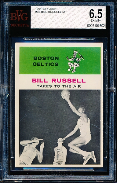 1961-62 Fleer Bskbl. #62 Bill Russell IA- BVG (Beckett Vintage Grading) 6.5