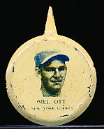 1938 Our National Game Baseball Pins- Mel Ott, NY Giants- 2 Pins