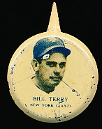 1938 Our National Game Baseball Pins- Bill Terry, NY Giants- 4 Pins