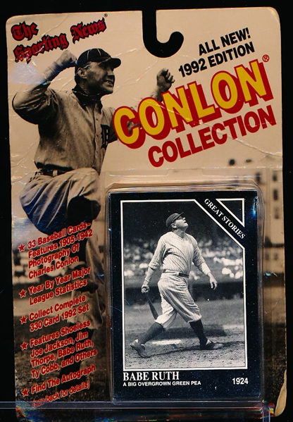 1992 Conlon Collection- 1 Unopened Hardback Pack- with Babe Ruth on Top