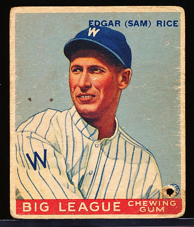 1933 Goudey Bb- #134 Sam Rice, Washington