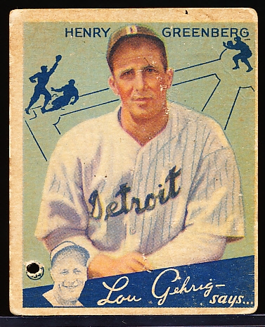 1934 Goudey Bb- #62 Hank Greenberg, Tigers