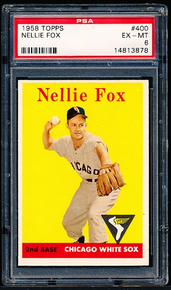 1958 Topps Bb- #400 Nellie Fox, White Sox- PSA Ex-MT 6