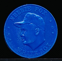 1959 Armour Baseball Coin- Nellie Fox, White Sox- Royal Blue Coin