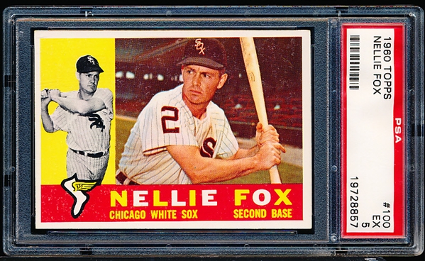1960 Topps Baseball- #100 Nellie Fox, White Sox- PSA Ex 5 