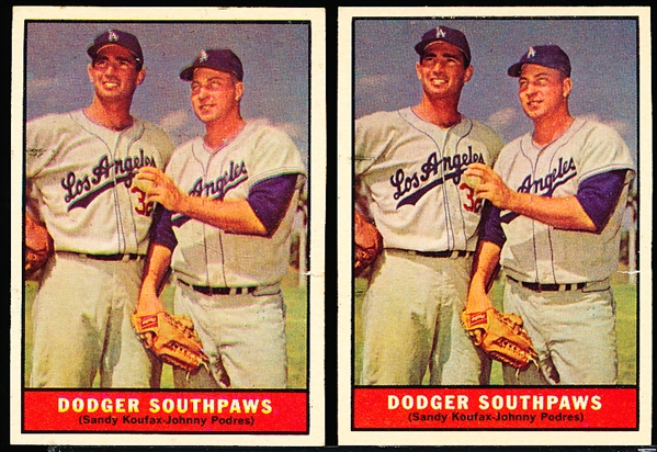 1961 Topps Bb- #207 Koufax/ Podres- 2 Cards