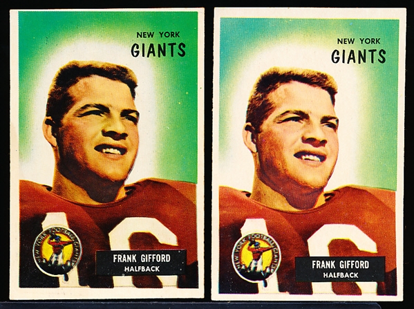 1955 Bowman Fb- #7 Frank Gifford, Giants- 2 Cards