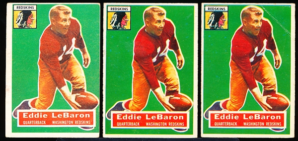 1956 Topps Fb- #49 Eddie LeBaron, Washington SP- 3 Cards