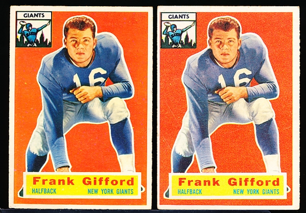 1956 Topps Fb- #53 Frank Gifford, Giants- 2 Cards