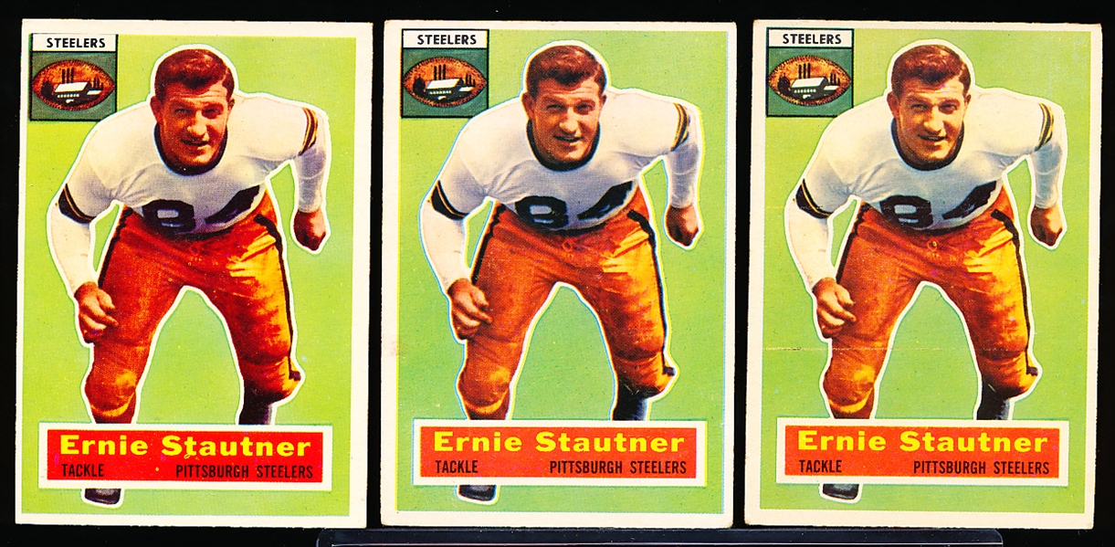 1956 Topps Fb-#87 Ernie Stautner, Pitt- 3 Cards