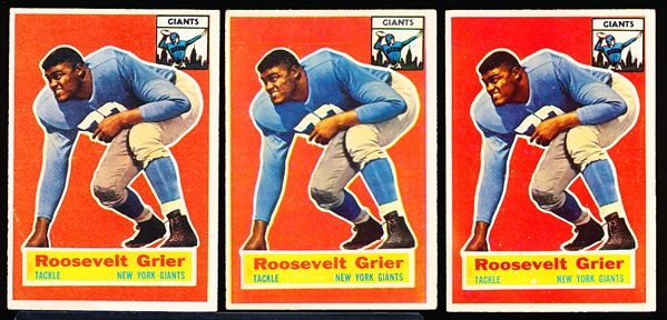 1956 Topps Fb- #101 Roosevelt Grier, Giants- 4 Cards- Rookie!