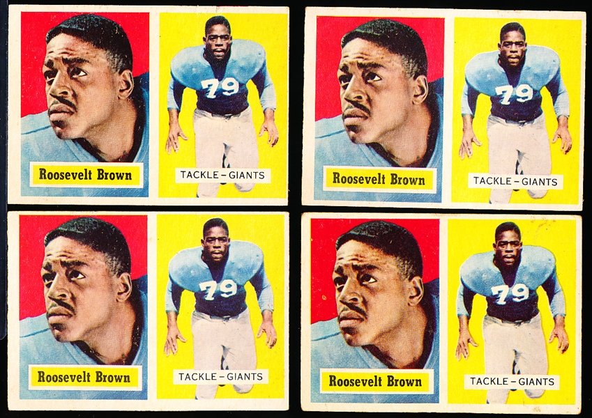 1957 Topps Fb- #11 Roosevelt Brown, Giants- 4 Cards