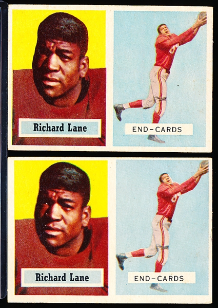 1957 Topps Fb- #85 Dick Lane, Cardinals- Rookie!- 2 Cards