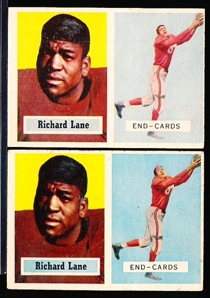 1957 Topps Fb- #85 Dick Lane, Cardinals- Rookie!- 2 Cards