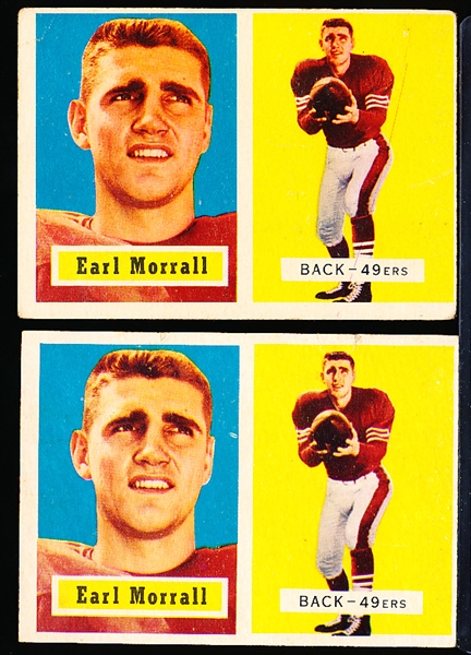 1957 Topps Fb- #104 Earl Morrall RC- 2 Cards