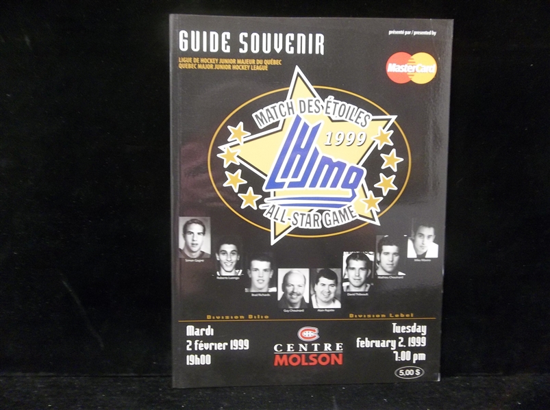 1999 LHJMQ All-Star Game Program with Inserted 48 Card Set on Perforated Pages