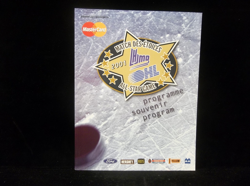 2001 LHJMQ vs. OHL All-Star Game Program with 48 Card Set on Perforated Pages