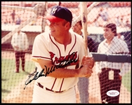 Eddie Mathews Autographed Horizontal Color 10” x 8” Milwaukee Braves Photo
